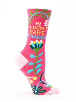 Hi. I Don't Care Crew Socks