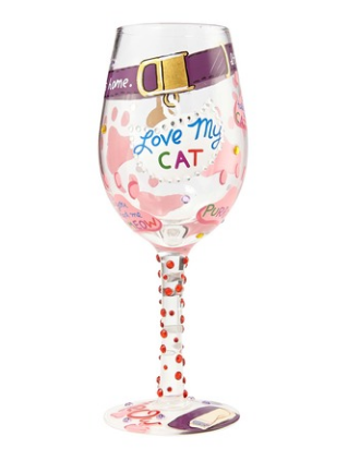 "Love My Cat" Wine Glass