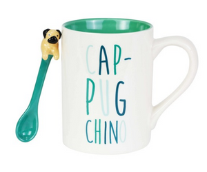 Cap-Pug-Cino Mug w/ Spoon