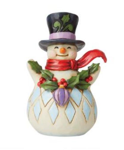 Snowman Holly Garland Pint Sized Figurine