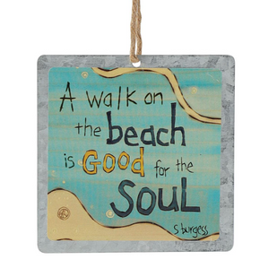 Walk on the Beach Tin Ornament