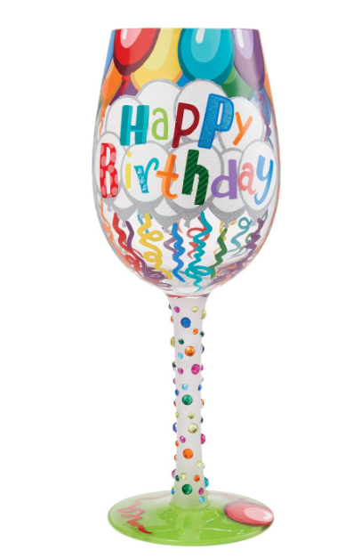 Birthday Streamers Wine Glass