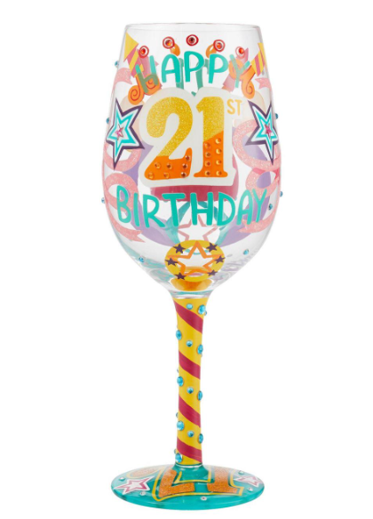 “Happy 21st Birthday” Wine Glass