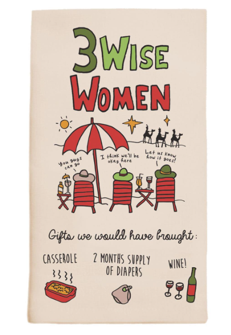 3 Wise Women at Beach Dish Towel