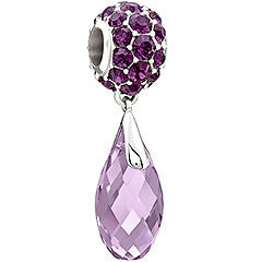 Sterling Silver w Stone - Splendor Briolette - Purple Swarovski