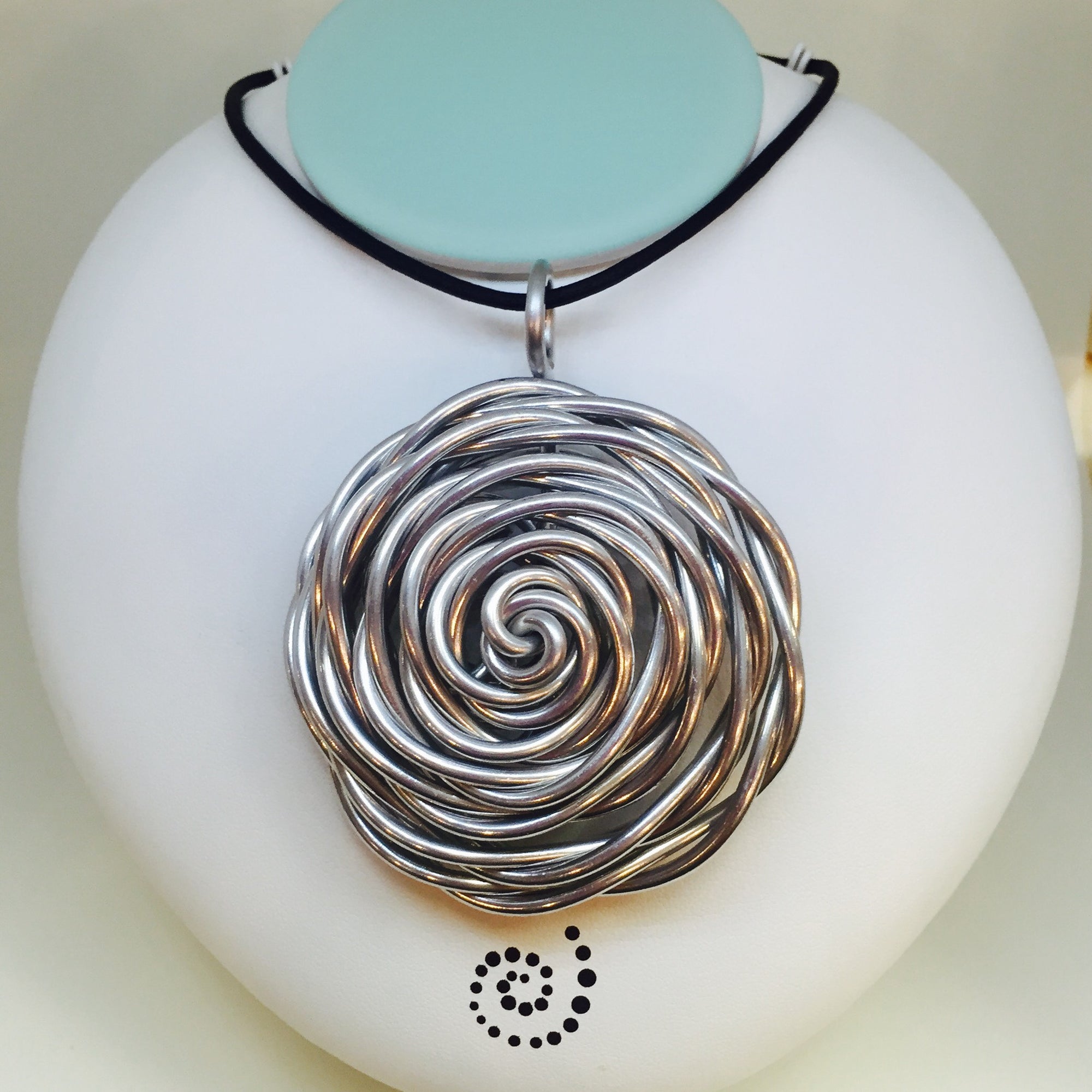 Large Flower Nest Necklace With Black Leather