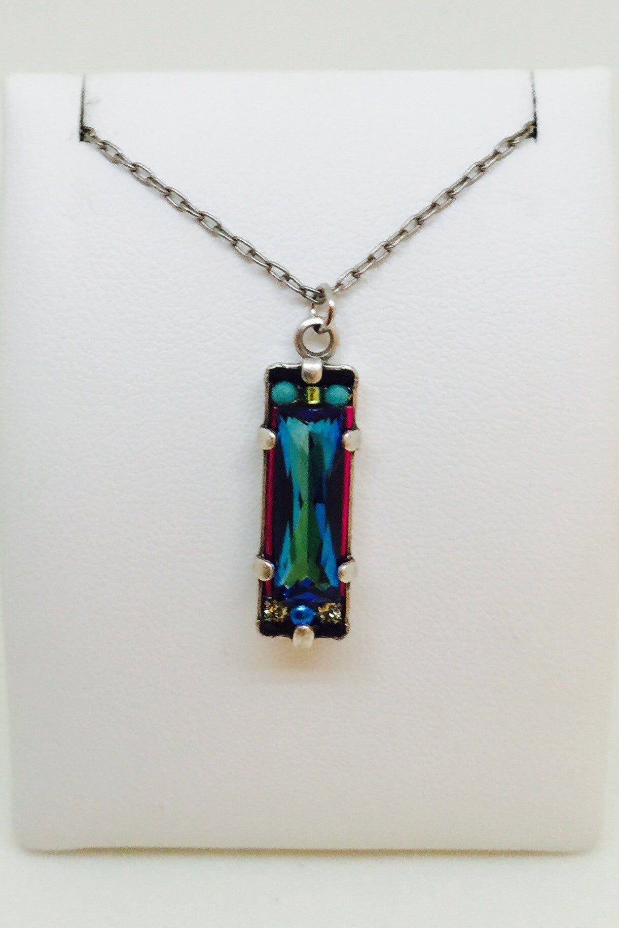 Crystal Pendent Necklace-Bermuda Blue