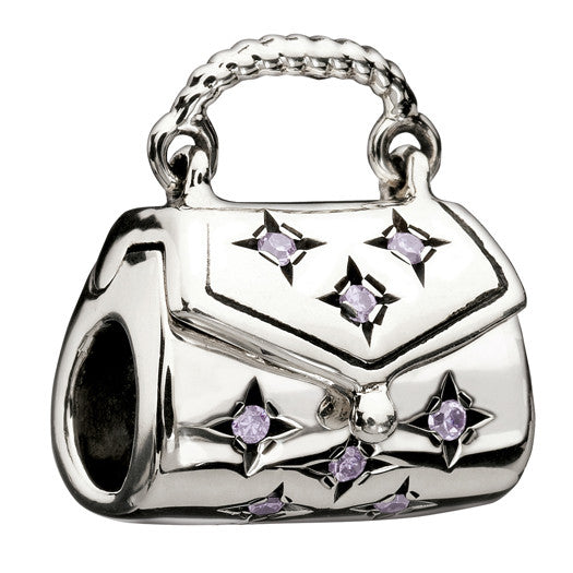 Sterling Silver w Stone - Sparkle Purse - Lilac CZ