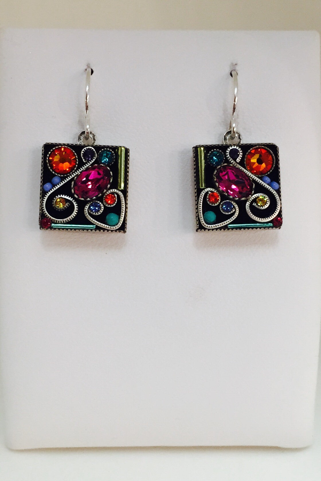 Square Swirl Earrings-Multicolor