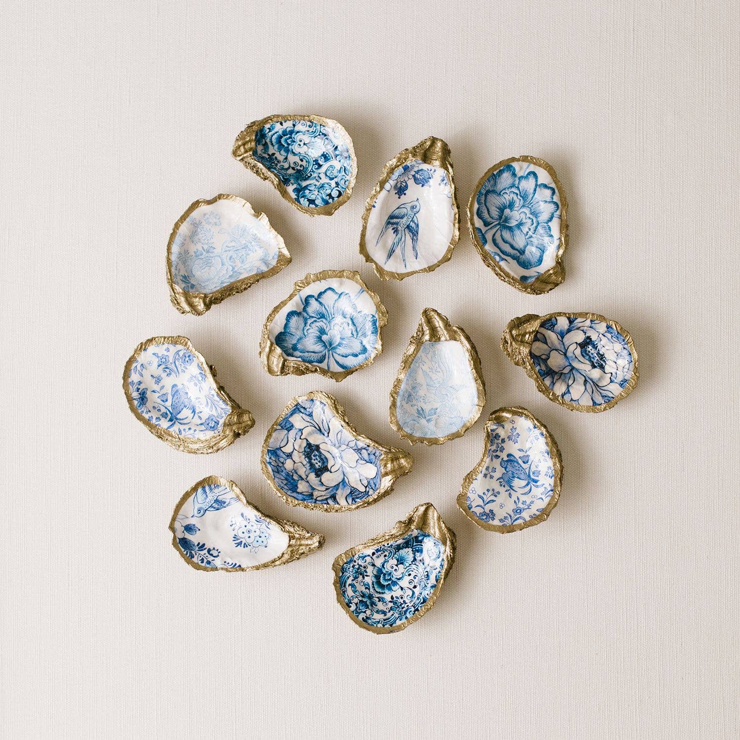 Indigo Decoupage Oyster Ring Dish (Butterfly)