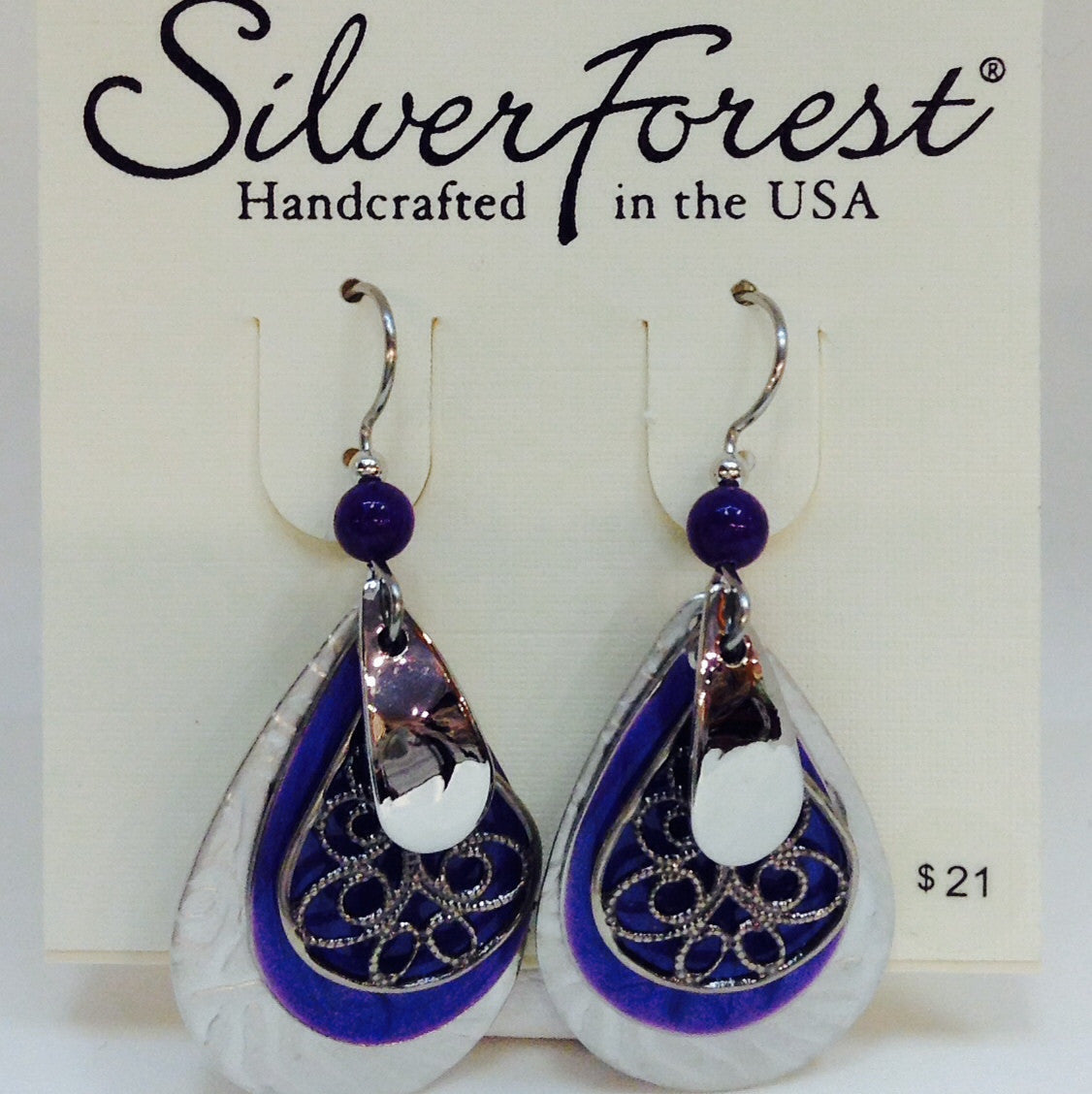 Purple And Silver Earring