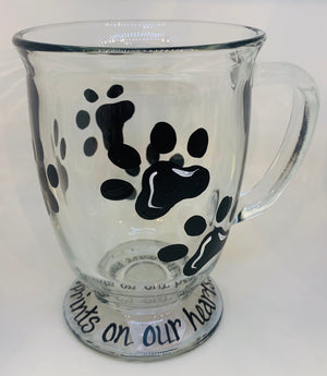 15 oz Glass Mug-Paw Prints