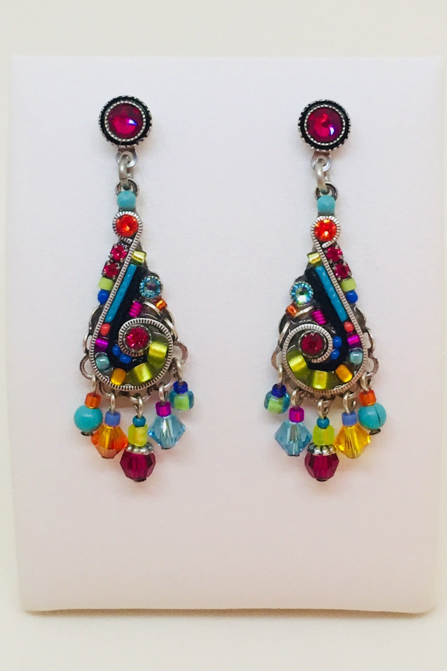 Lavish Large Drop Earring with Dangles-Multicolor
