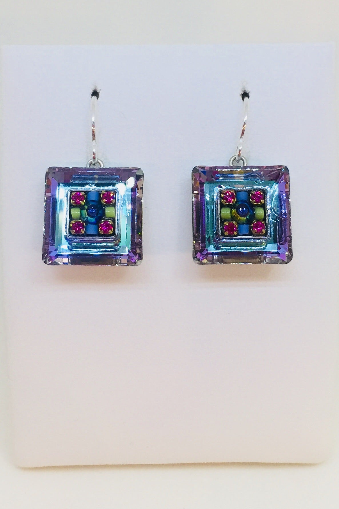 La Dolce Vita Crystal Square Earrings-Tanzanite