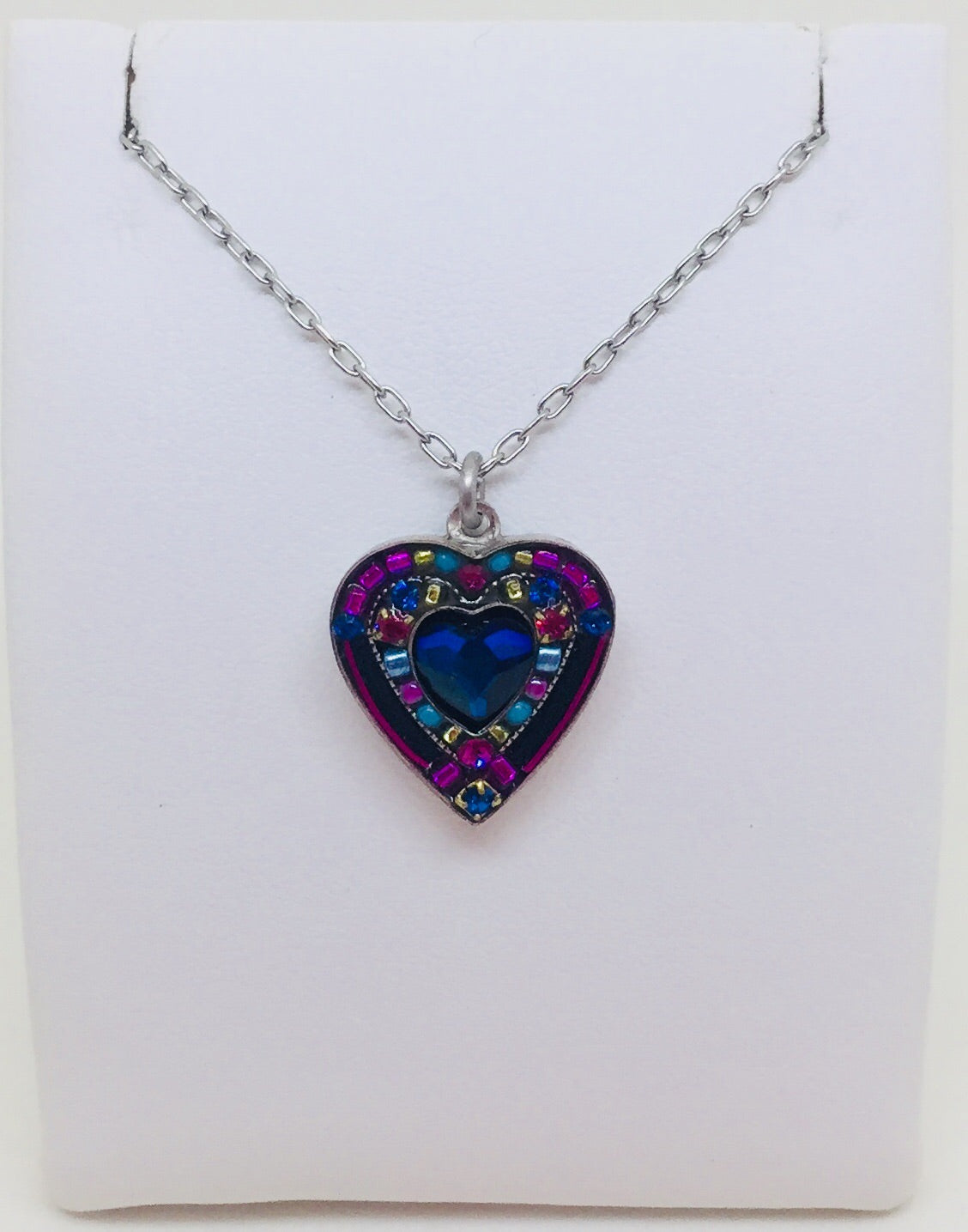 Rose Heart Pendant Necklace-Bermuda Blue