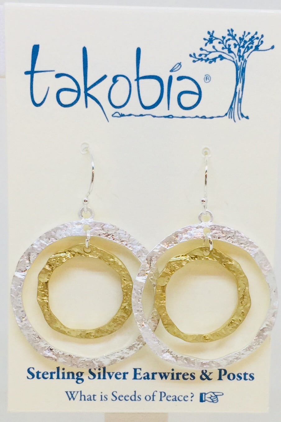 Two Tone Hammered Circles Earring
