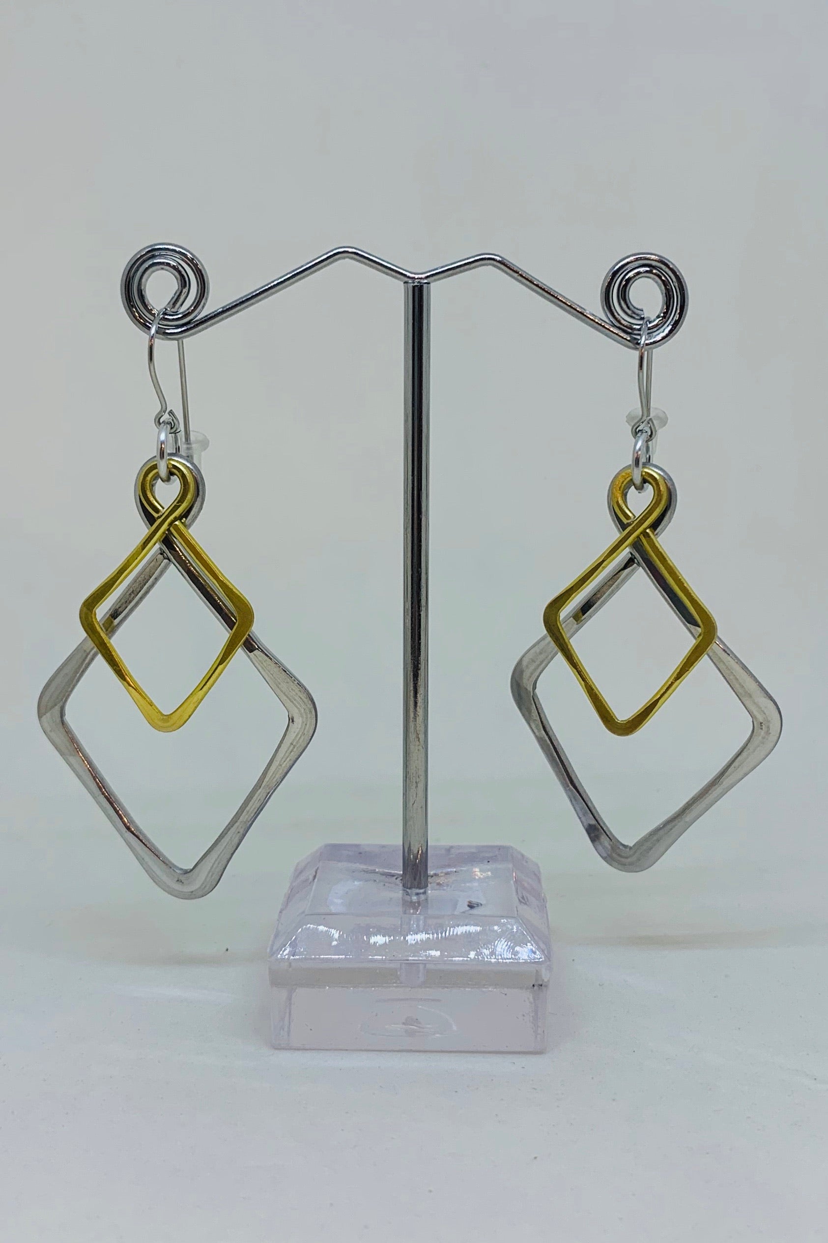 Two-Tone Double Diamond Earrings