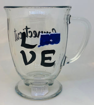 16 oz Glass Mug-LOVE/Connecticut