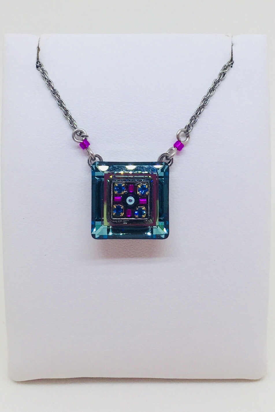 La Dolce Vita Mosaic Square Pendant-Bermuda Blue