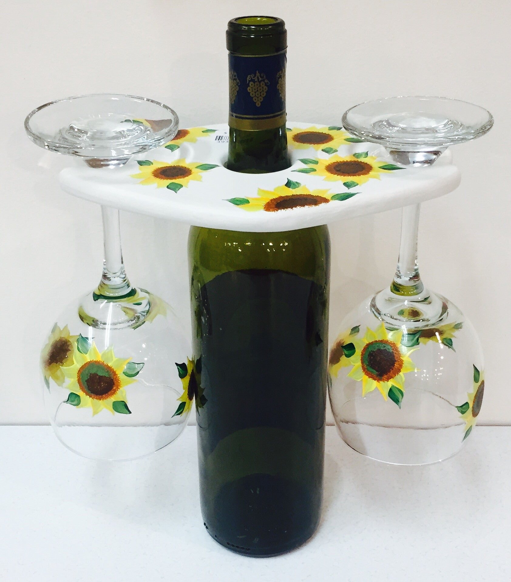 Caddy Set w/ 2 Wine Glasses-Sunflower