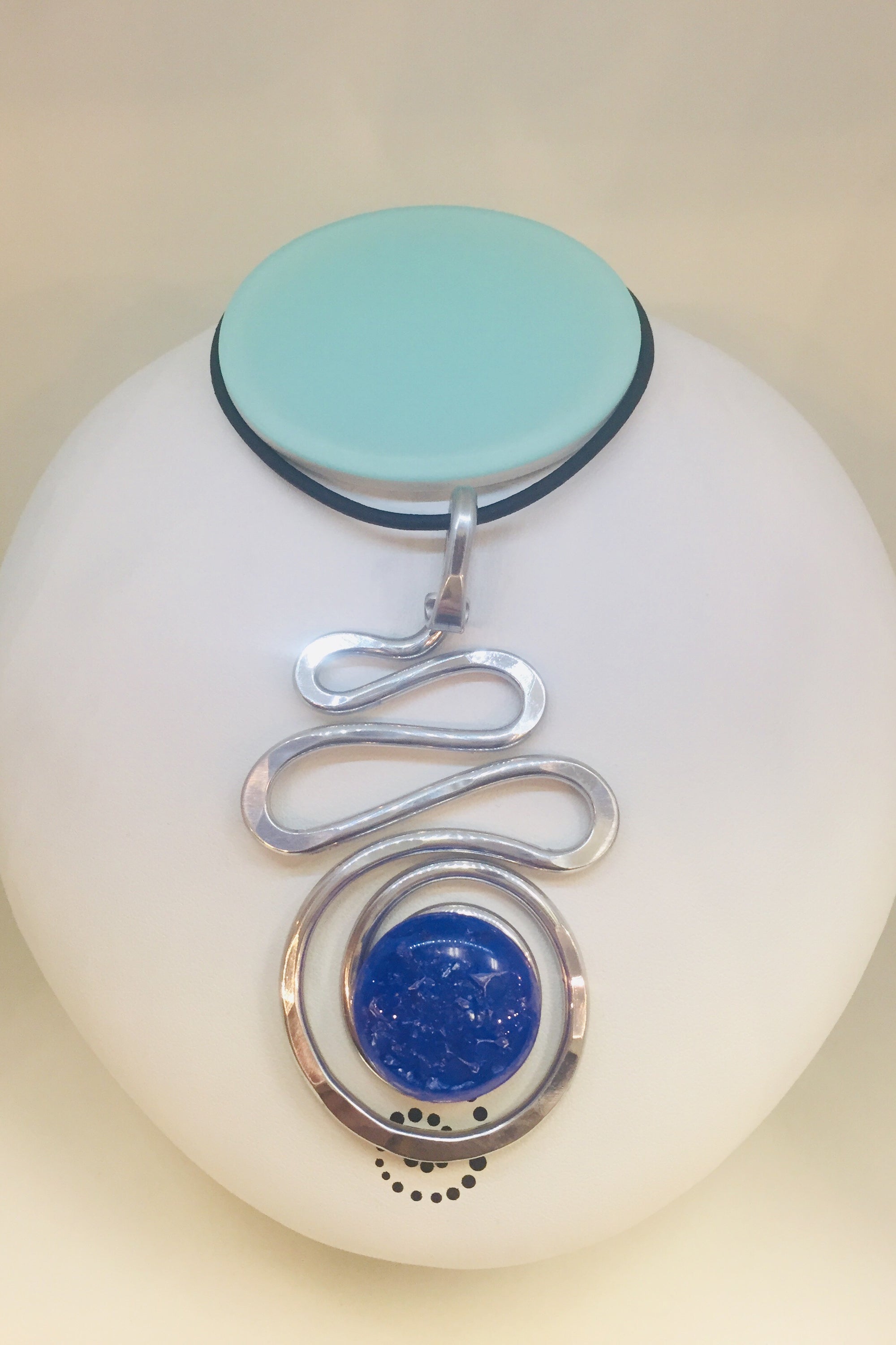 Squiggle Necklace with Royal Blue Stone