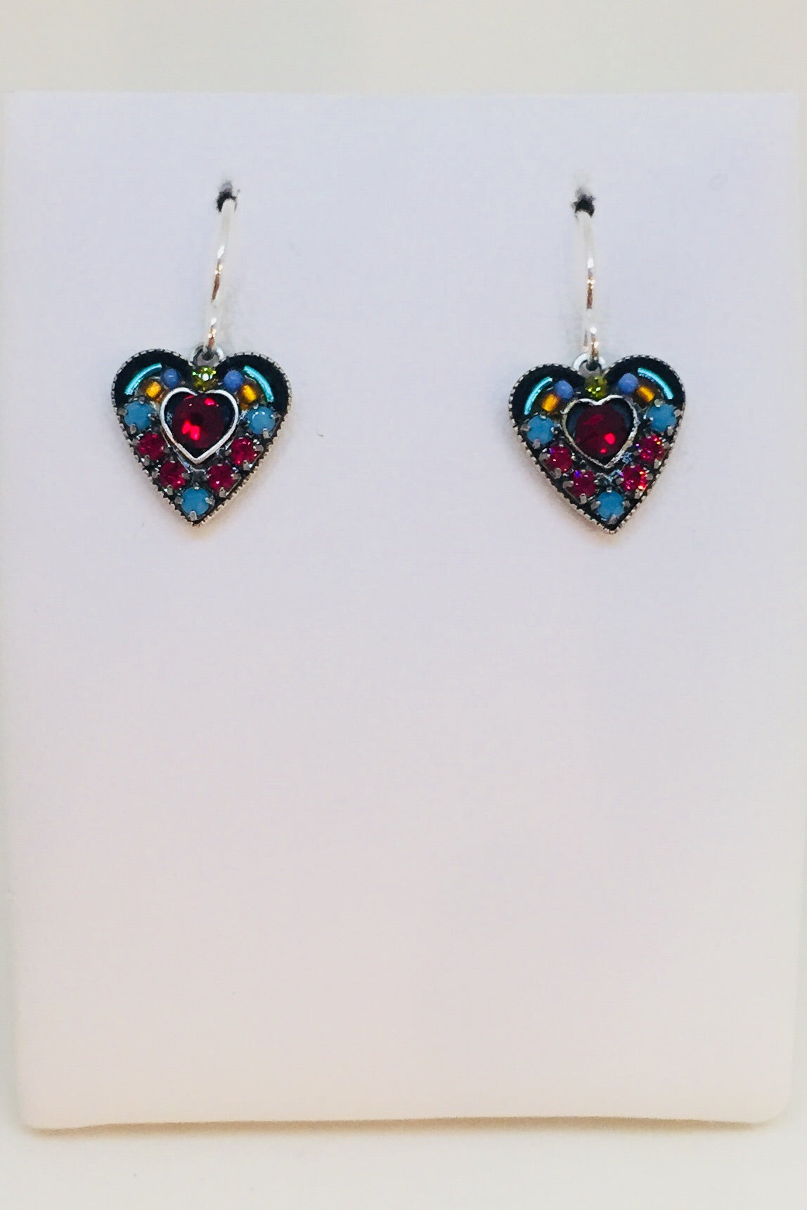 Small Red Crystal Heart Earring-Multicolor