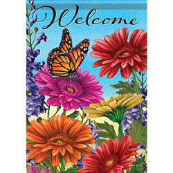 Monarch & Gerberas Garden Flag
