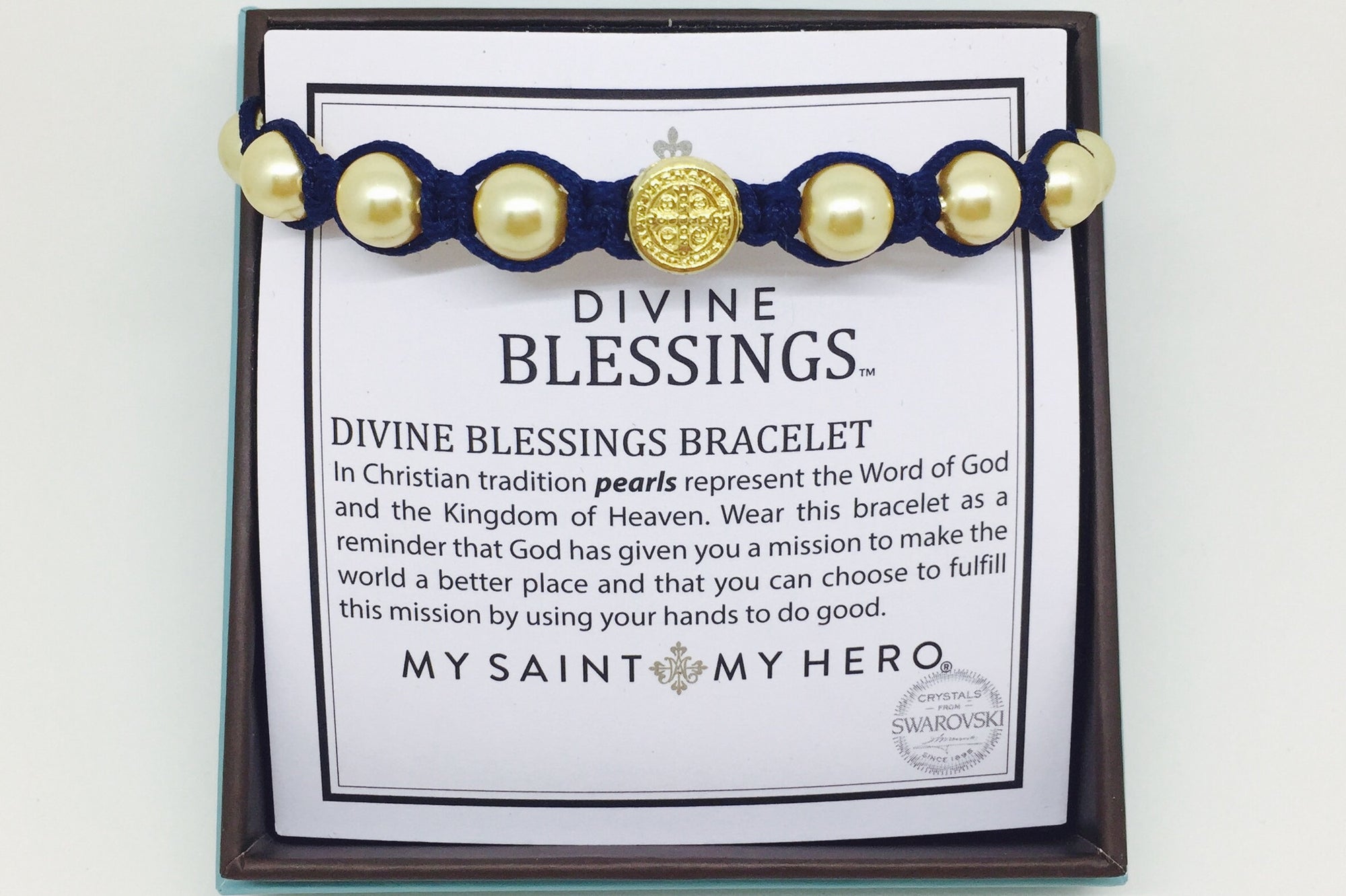 Benedictine Pearl Bracelet-Gold/Gold/Navy