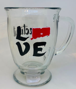 16 oz Glass Mug-LOVE/Connecticut
