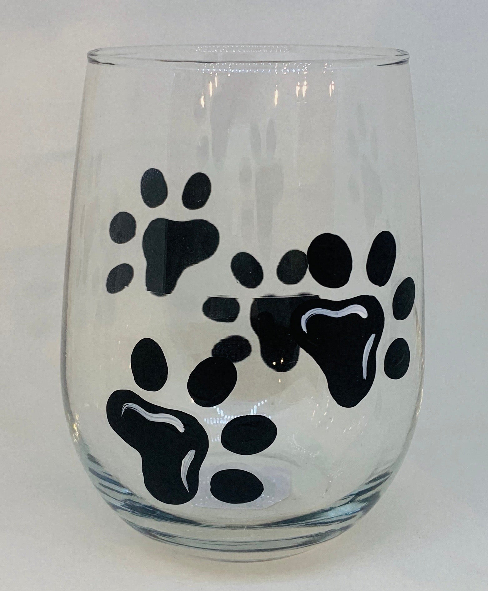 Stemless Wine Glass-Paw Print