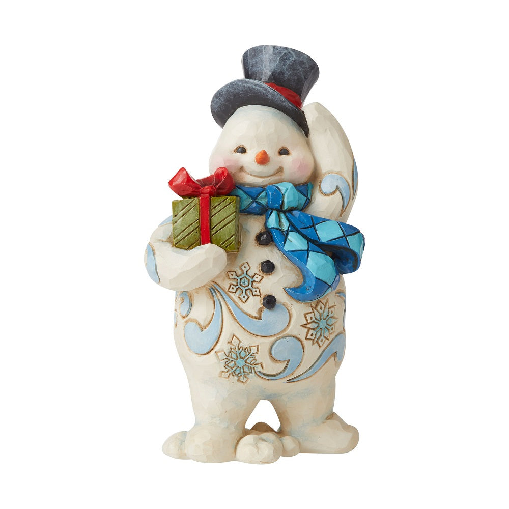 “Welcome Winter Wonders” Pint Size Snowman w/ Present Figurine
